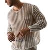 Men Mesh Top See Through Long Sleeves Round Neck Hollow-out Sexy Dress Up Polyester Men Bottoming Shirt Knitted Mesh Top Clothing for Male