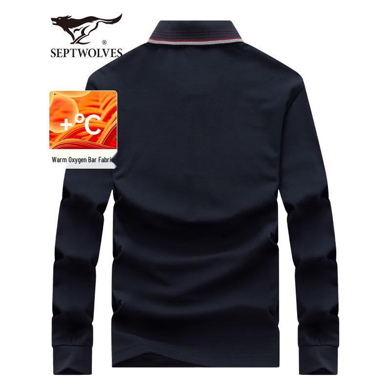 Septwolves Men's Spring Business Casual Long-Sleeve Polo T-Shirt