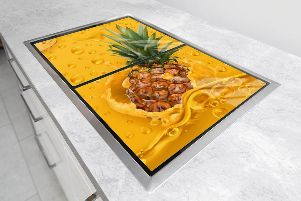 SZKLANA PŁYTA OCHRONNA NA KUCHENKĘ 70x52 ANANAS