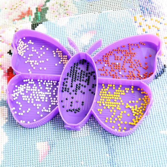1 Set Diamond Painting Tray Multi-compartment Design Large Capacity Butterfly Shape Tray DIY Art Craft Supplies