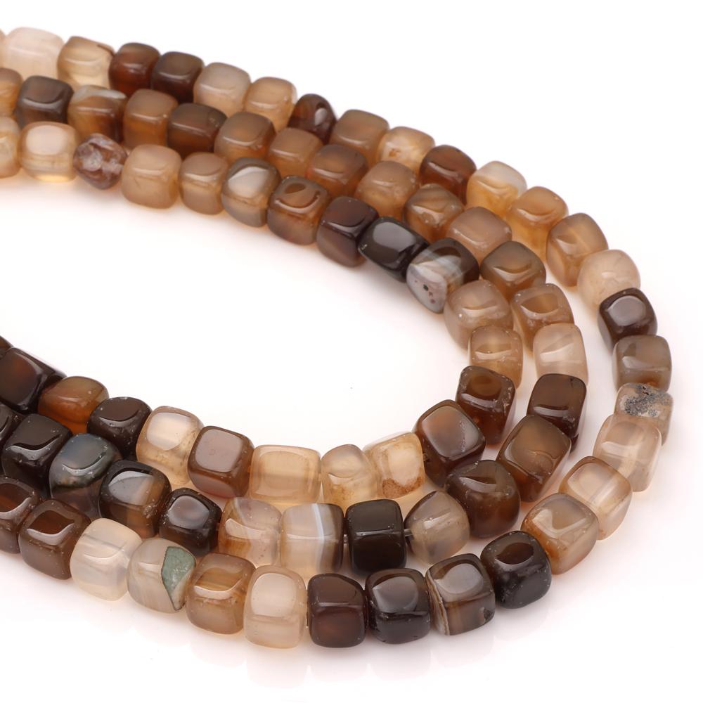 Natural Stone Square Cube Agates Beads Charm Loose Spacer Beads 6-8mm Jewelry Making Accessories Beadwork DIY Necklace Bracelets