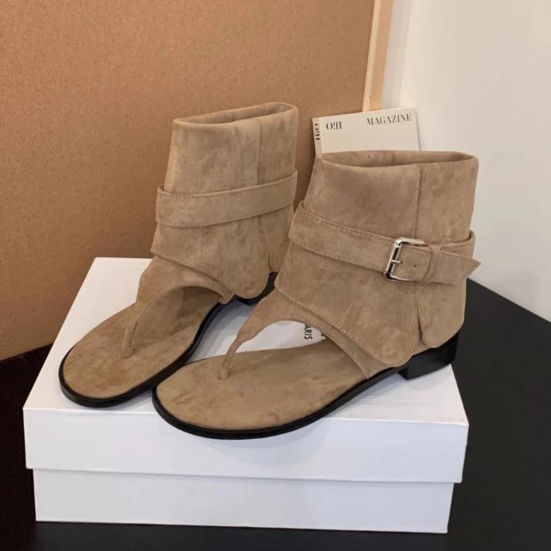 Women's Clip Toe Sandals New Fashion Flat Open Toe Sleeve Sandal Boots Hundred Sandals Soft Bottom Comfortable Pantyhose Boots