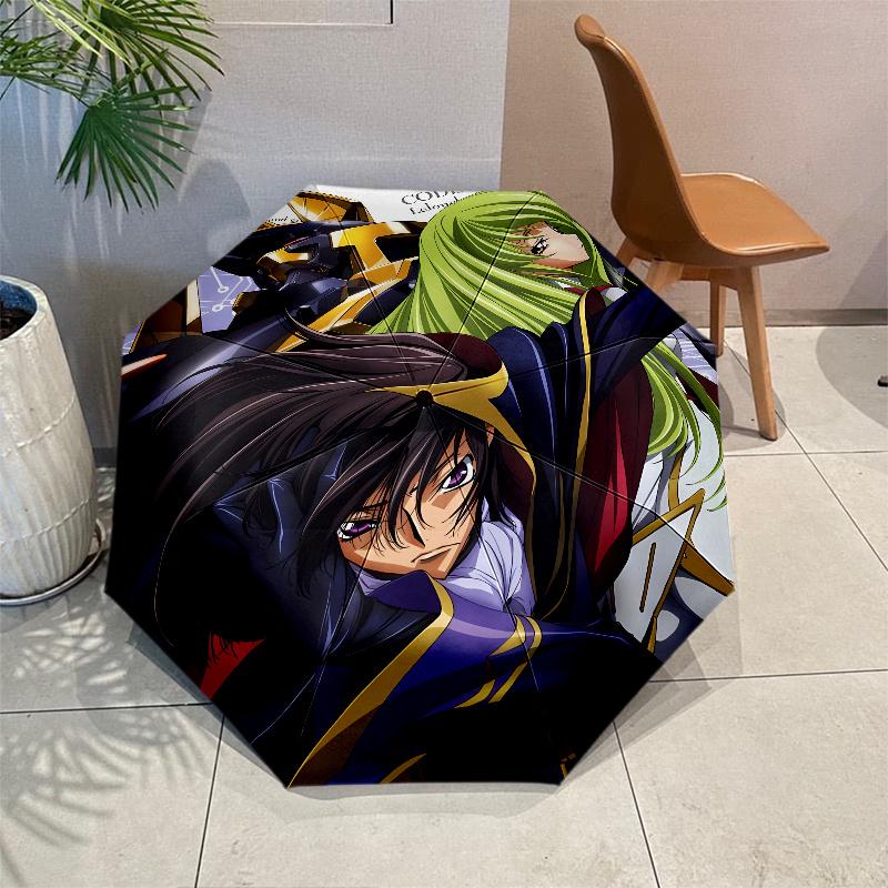 Code Geass Umbrella with Automatic Open/Close & Self-8-Rib Heavy-Duty Umbrella, Compact Travel Umbrella Suitable for Outdoor