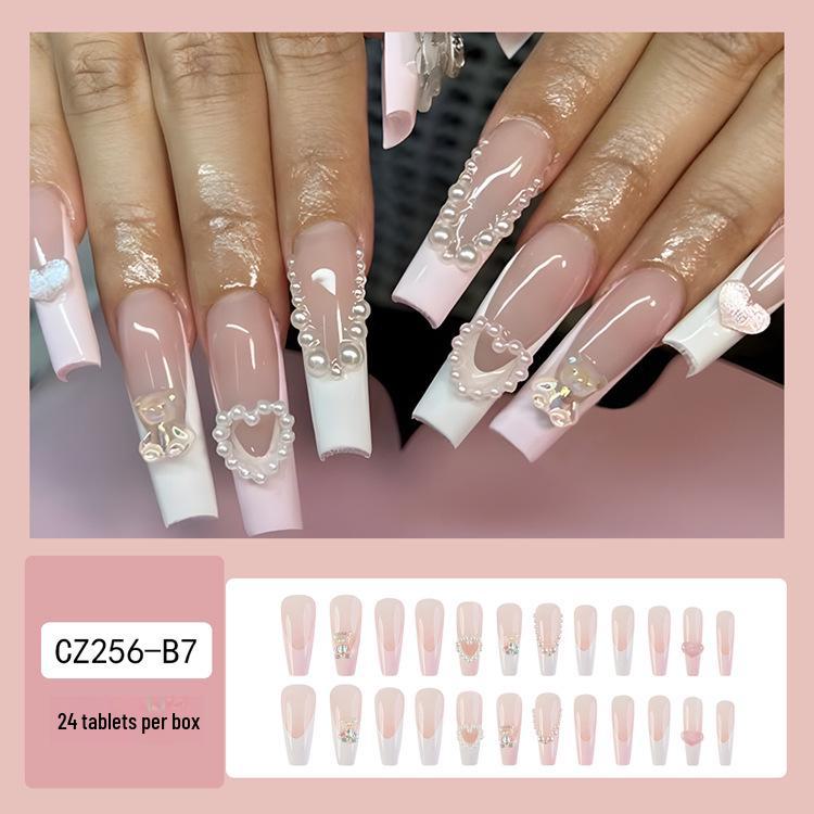 Long T-Point Diamond Jelly Glue False Nails - Press-On Nail Art Tips