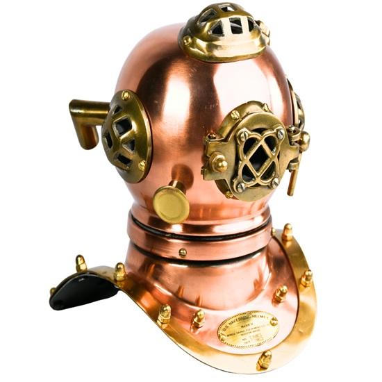 Réplica de Capacete de Mergulho de Latão Cobre Decoração Náutica Steampunk