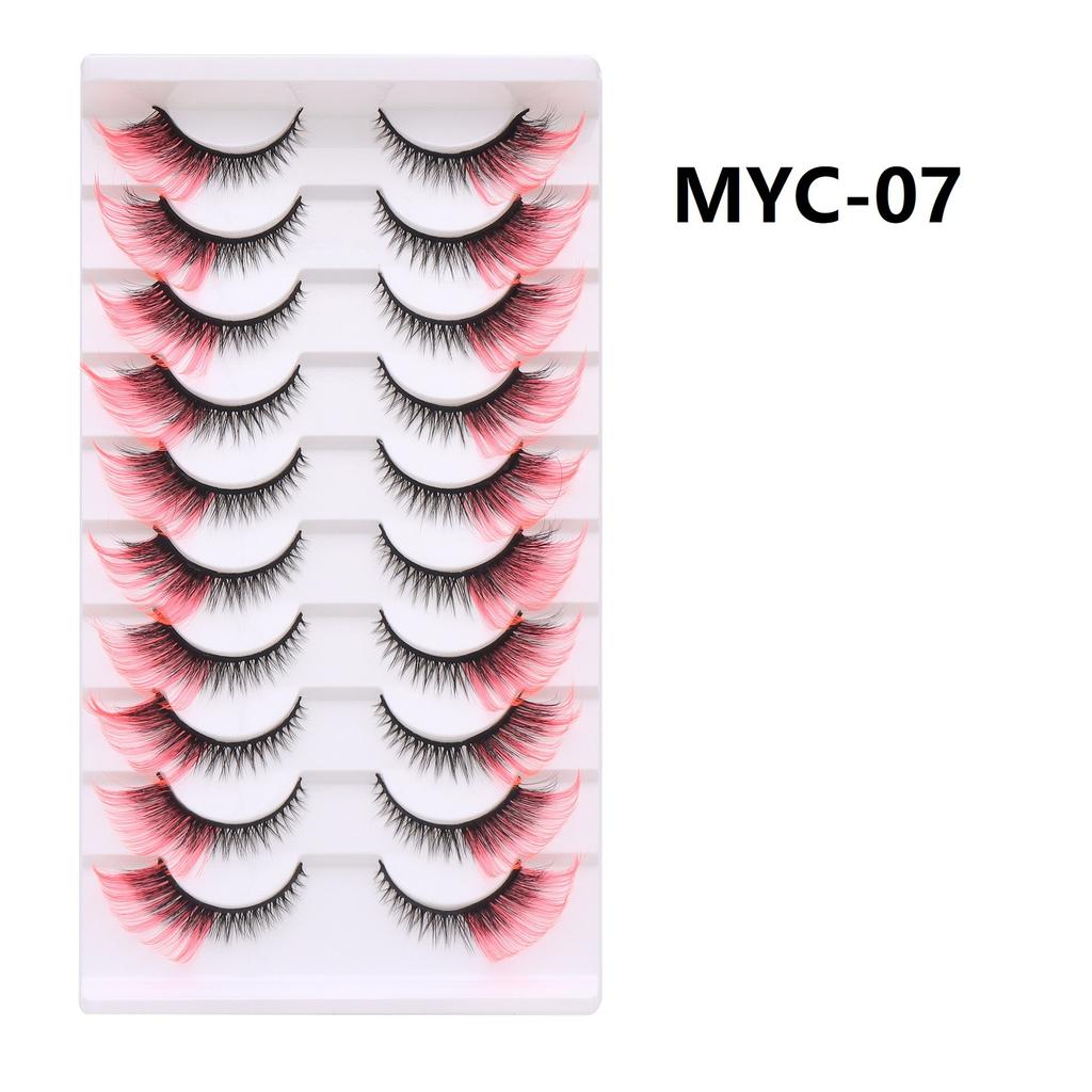 10 Pairs False Eyelashes, Colored Cat Eye Lashes with Black Band, Dramatic Volume Lashes for Party