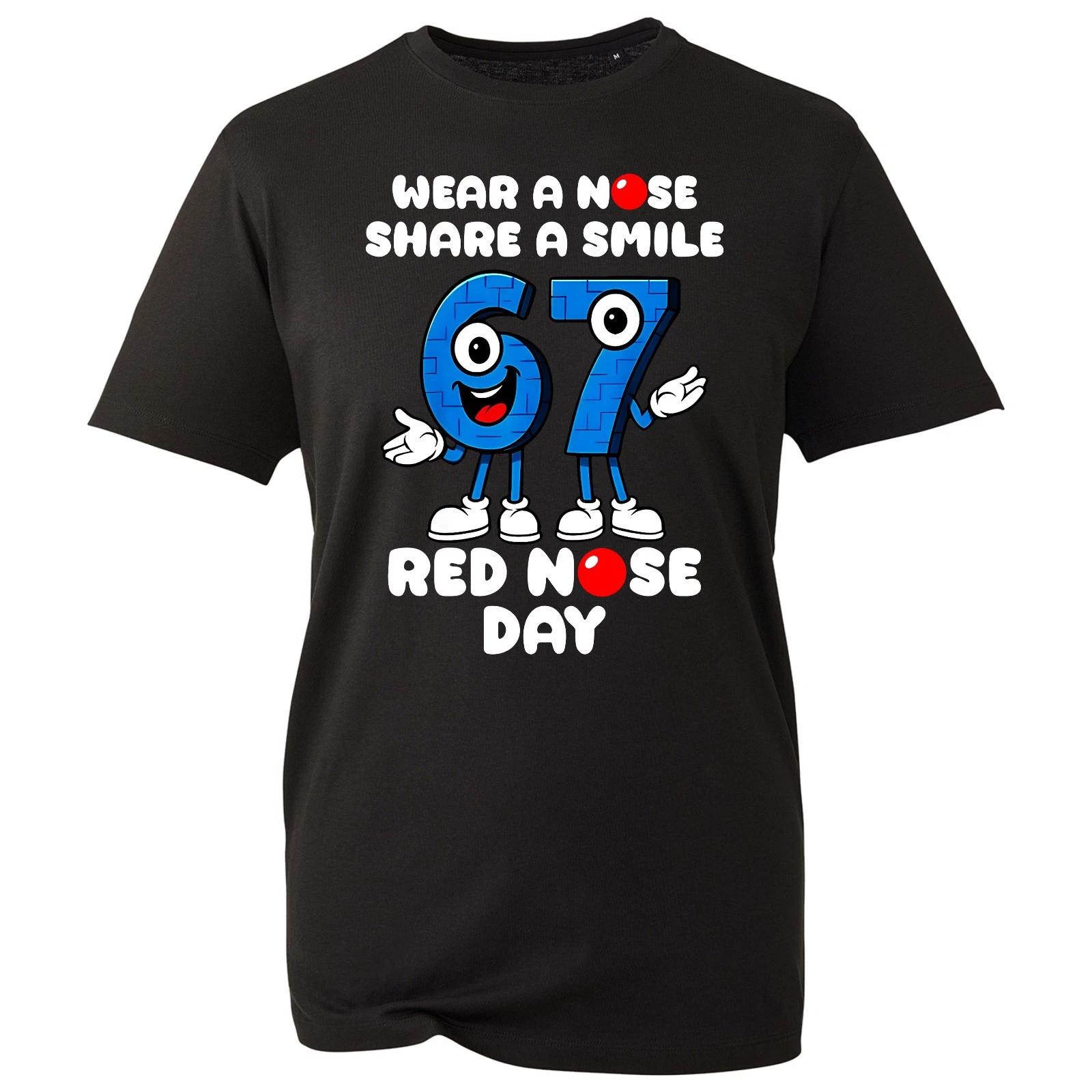 

Red Nose Day T-shirt Wear A Smile Six Seven Cartoon Top Printed Men s Gift Tee 2XL