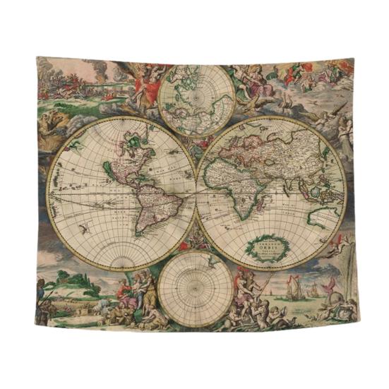 Tapeçaria de Parede Mundial, Pôster de Tecido da Terra para Sala de Estar, Arte de Parede Boho para Quarto, Capa de Fundo Vintage para Dormitório