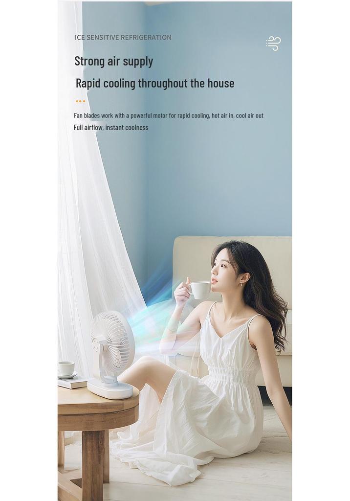 USB Rechargeable Desktop Fan - Silent, Dual-Use with Brushless Motor