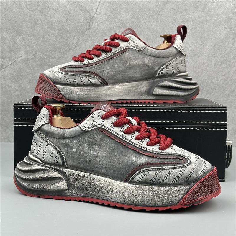 Fashion Vintage Fashion Designer New Men's All Match Lace Up Platform Causal Shoes Flats Moccasins Walking Sneakers  Zapatos Hombre