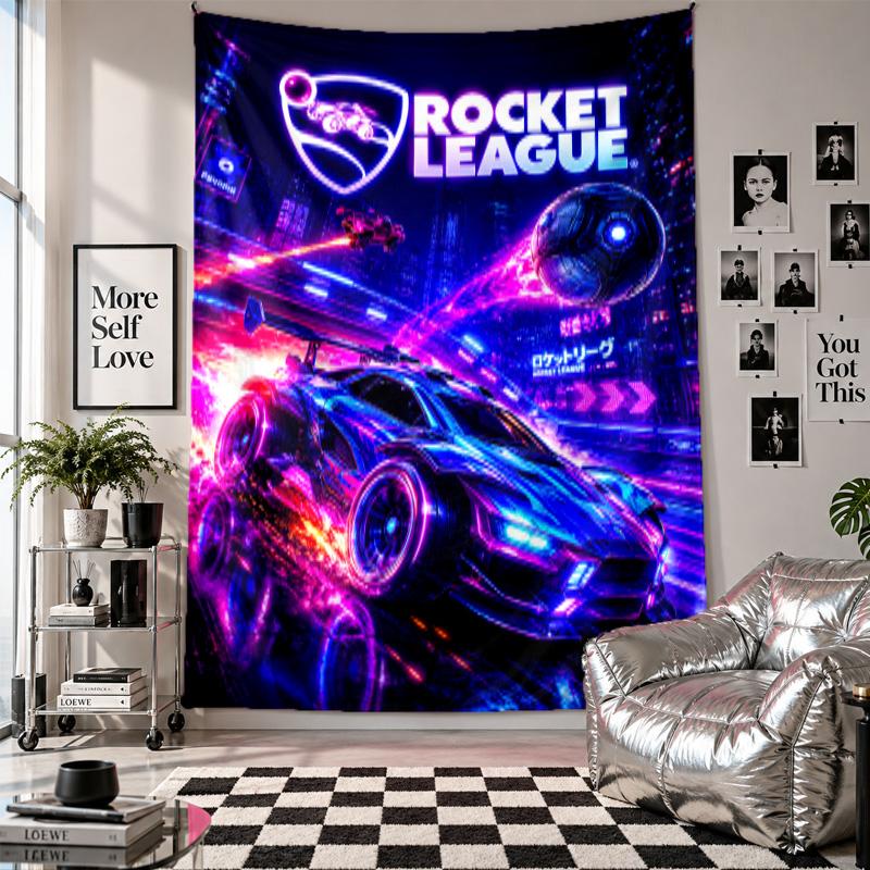 Wall TapestryRocket League Art Hanging Cloth Decorative Background Cover for Room Decoration