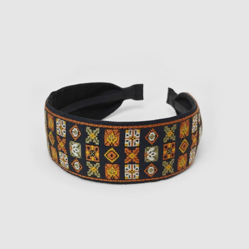 LALA Geometric Diamond Ethnic Hairband P-Brown