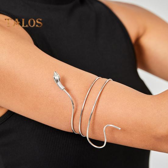 

Металлический браслет на руку, спиральный браслет в виде змеи, регулируемый открытый браслет-манжета для женщин, девушек, жен, дочерей