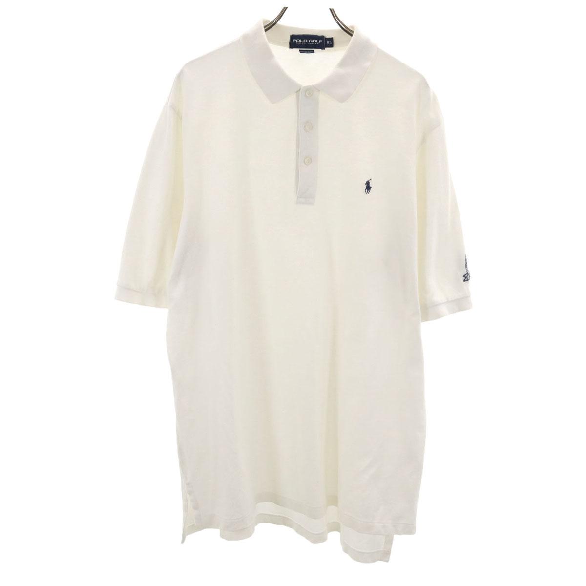 

POLO GOLF гольф Футболка-поло с коротким рукавом XL Белая RALPH LAUREN ткань пике Мужская Б/У