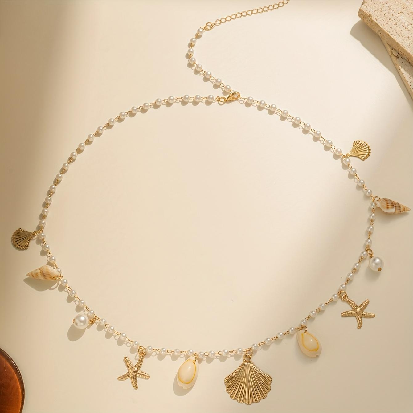 

1pc Bohemian Layered Waist Chain - Handmade Summer Beach Party Jewelry with Starfish & Shell Charms, Accents for Women & s, Carnival Clubwear Body Acc Iron Alloy Shell Resin золотистый