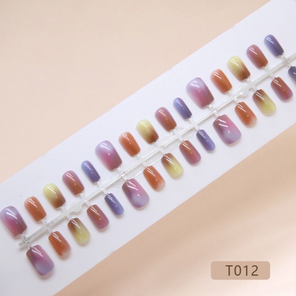 

Длинные квадратные накладные ногти Французские типсы для ногтей Модные накладные ниалы своими руками T012