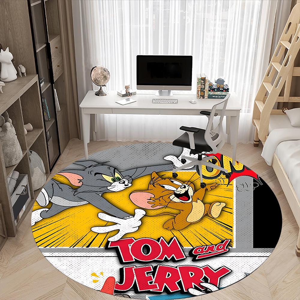 1 Stück Tom und Jerry Büro Runder Teppich, Unter Bürostühlen Schlafzimmer Wohnzimmer Heimdekoration, Raumdeko, In Verschiedenen Größen Erhältlich