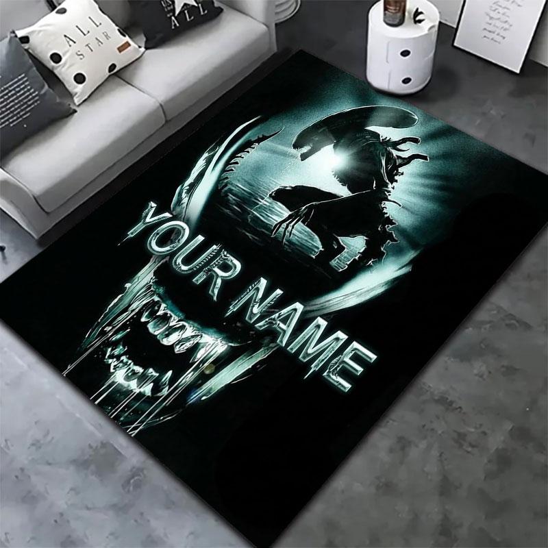 Alien Artwork Custom Name Carpet Rug For Living Room Bedroom Home Sofa Decoration Kids Play Nonslip Floor Mat