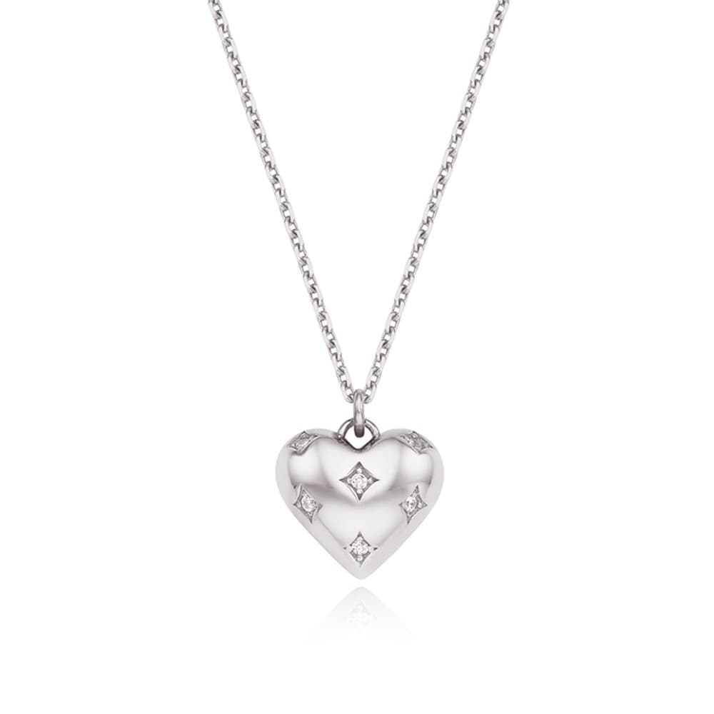 [Stonehenge]] Silver Heart Cubic Necklace Sc24D02E