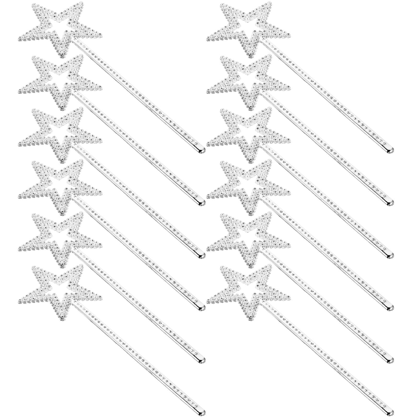 

12pcs Girls Costume Props Star Angel Fairy Wands Star Fairy Sticks Star Shaped Wands for Birthday Party Wedding Halloween 12pcs серебряный