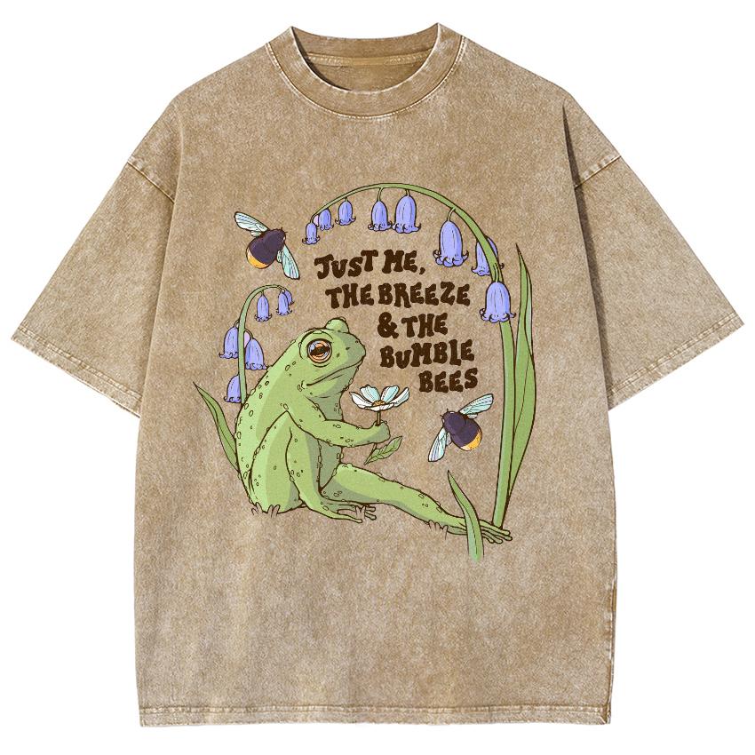 Frog Print Women T-Shirt Wash Cotton Oversized Tees Fashion Design Funny Short Sleeve Summer Comfortable Pullover
