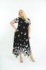 Damen Übergröße Kleid Asymmetrischer Schnitt Schmetterlingsmuster Kurzarm Plus Size Kleid