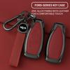 Zinc Alloy Leather Car Key Shell Case Fob For Ford Fiesta Focus Mondeo C-Max B-Max Kuga Smart Key Cover 3 Buttons Auto Parts