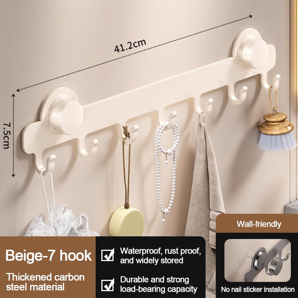 Metal Bathroom Towel Holder Suction Cup Simply Storage Clothes Hanger Hook Convenient Single Row Coat Rack