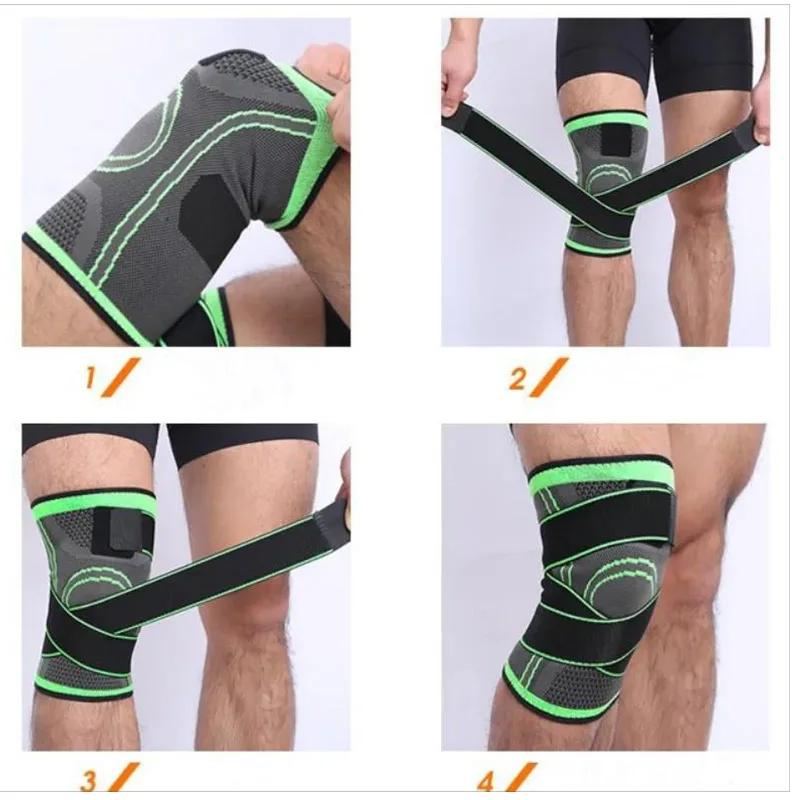 1PC Sports Knee Pad Men Pressurized Elastic Knee Pad Support Fitness Gear Basketball Volleyball Brace Tennis Cycling Protector