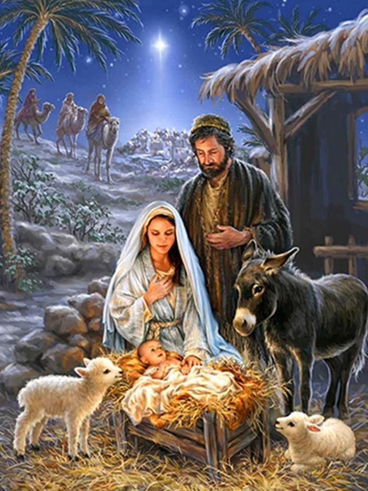 Virgin Mary and Jesus Diamond Painting 5D Diy Cross Embroidery Art Water Diamond Embroidery Religious Wall Decoration