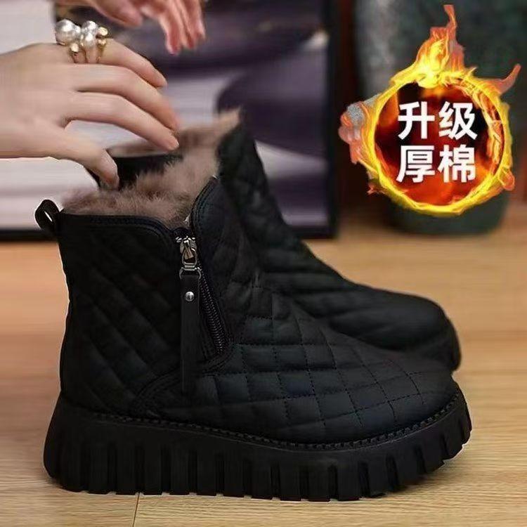 Snow boots 22 years old new winter velvet thickened cotton shoes thick sole non-slip fur integrated short boots