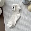 2025 New Turn-Up Cuff Socks with Hand-Sewn Buttons INS Causal Decorative Mid-Calf Cotton Socks for Girle Trendy Crew Socks