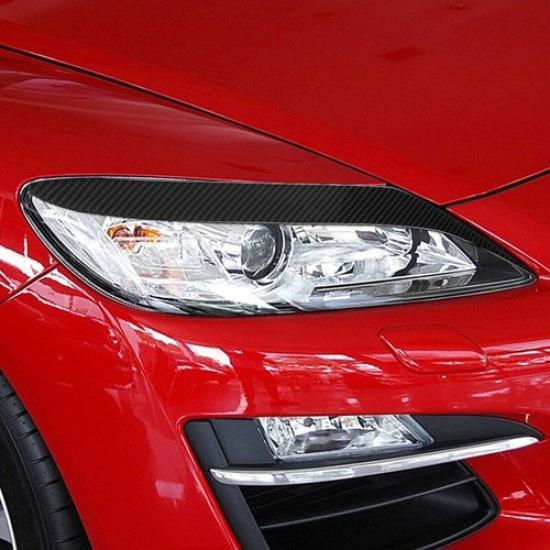 Carbon Fiber Headlight Eyelid Eyebrow Cover Trim For Mazda RX-8 2004-2008