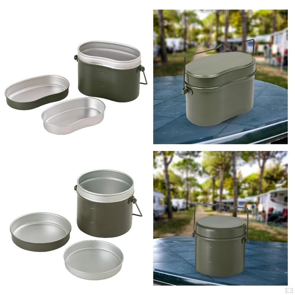 Leak Metal Cooking Pot And Tray, Bento Container for Camping, Hiking, Outdoor