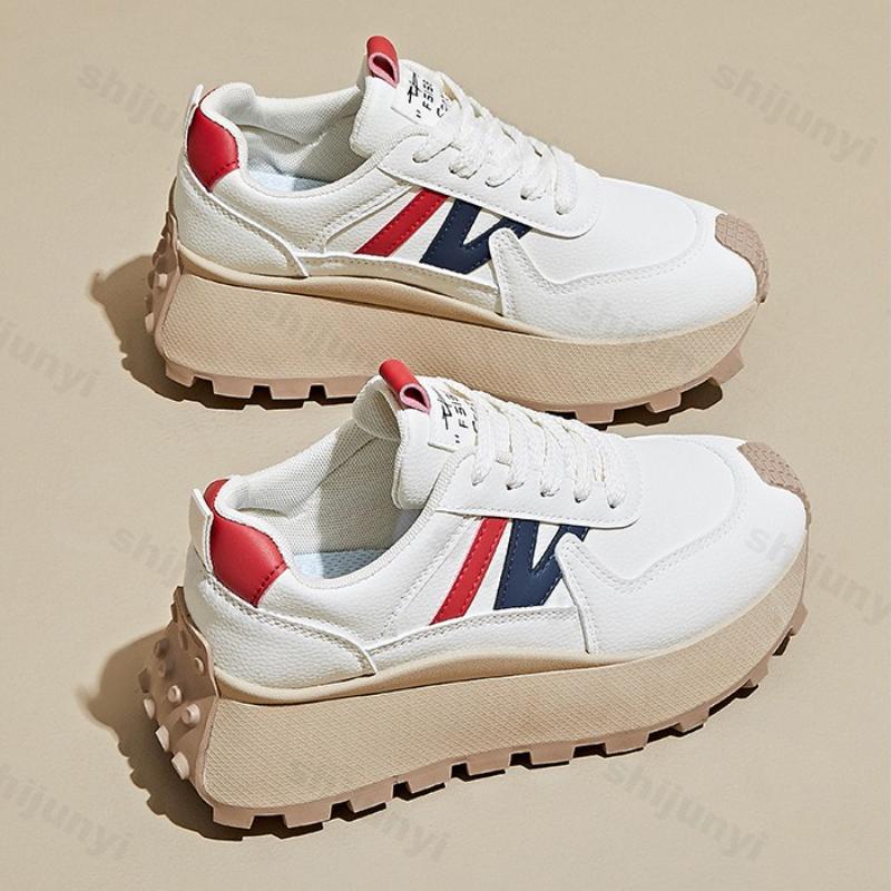 Platform Sneakers Women's Autumn 2026 New Outdoor Non Slip Height Increase Vulcanized Shoes Fashion Lace Up Comfort Casual Shoes