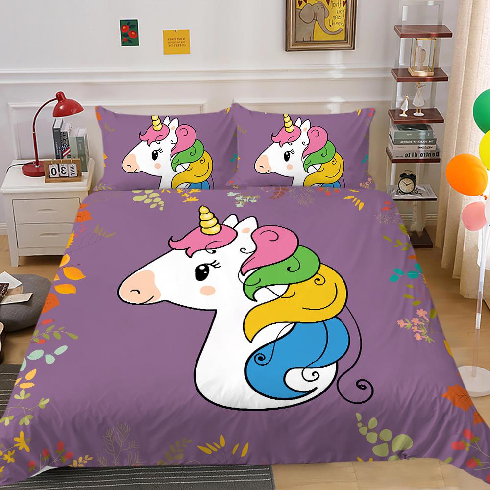 2023 New Style Unicorn Painting Soft Bedding Cover Set Duvet Cover Sets Unique Design Children Kids Teens Bedclothes Pillowcase