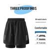 Unisex Quick-Dry Fake Two-Piece Summer Sports Shorts, Anti-Exposure, Running Three-Quarter Style