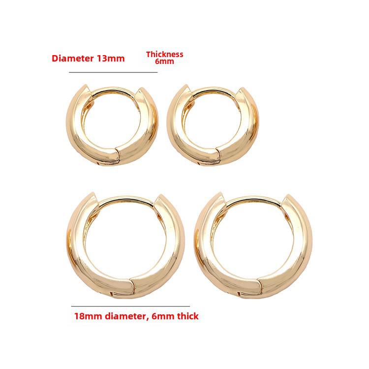 Orecchini a cerchio rotondi lisci placcati in oro 14k - Gioielli di moda eleganti e leggeri di lusso per le donne