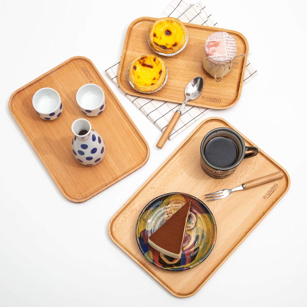 K-UNING Coffee Tray, Cafe Tray, Small Item Holder, Wooden, 225155mm, Square, Japanese Urethane Coating (Coffee Tray Small)