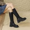 Camping Ödland Wind Motorradstiefel Runde Spitze Dicke Sohle Gürtelschnalle Westernstiefel 2025 Herbst Retro Hohe Ritterstiefel Damen