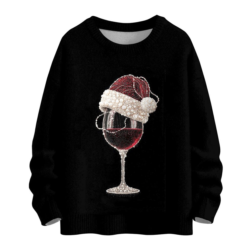 Women's Casual Long Sleeve Woolen Christmas Sweatshirt Fall  Vacation Long Sleeve Pullover