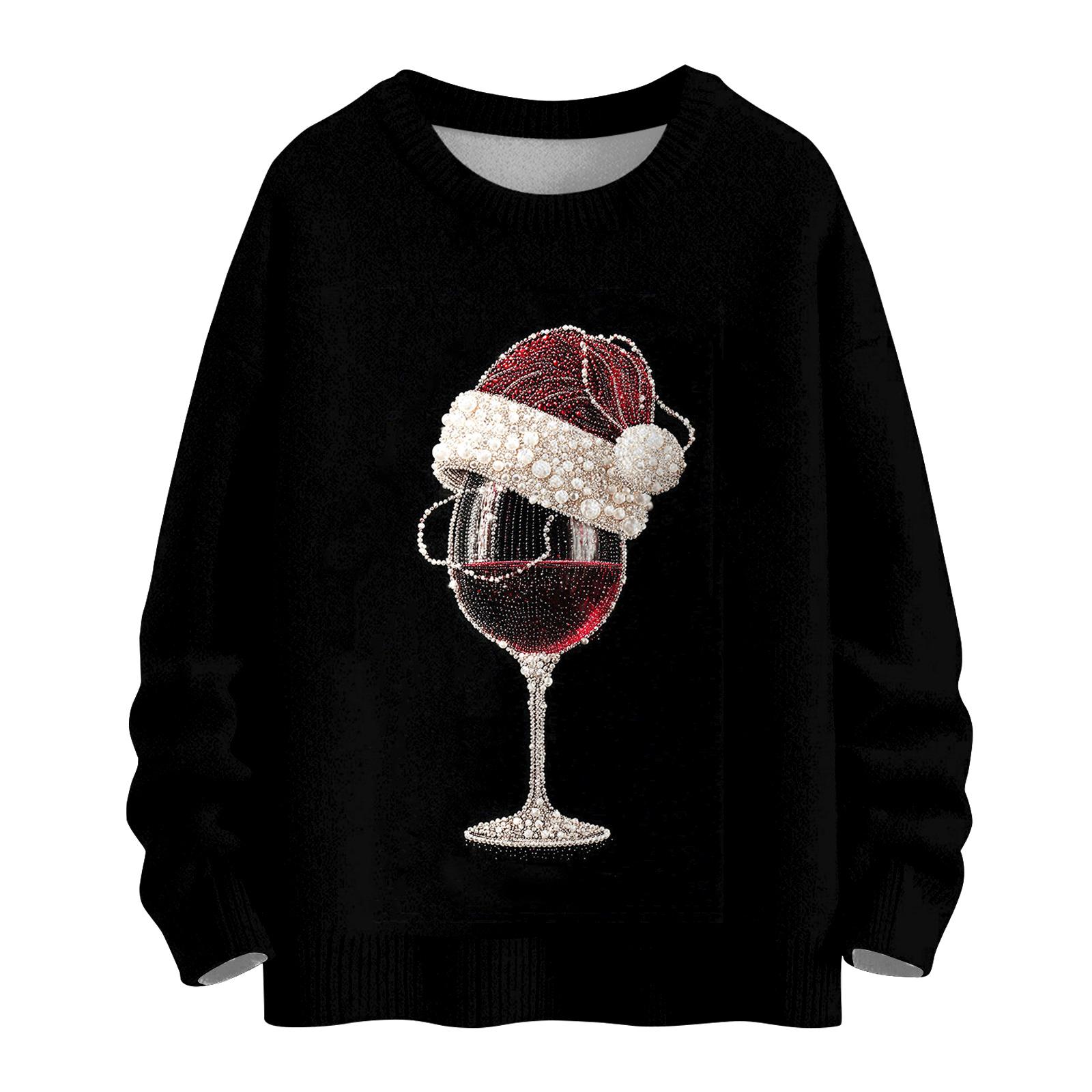 

Женский повседневный шерстяной рождественский свитшот с длинным рукавом, осенний отпускной пуловер с длинным рукавом XXL