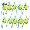 Keychain with Blessing Tag Crocheted Corn for Backpacks, Handmade Keyring Bell Plush & Tag, Simulated Vegetable Bag Charm Pendant Healing Key Ring