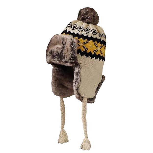 

Осень и зима новинка детская шапка, показывающая маленькое лицо, универсальная, утолщенная, теплая, для велоспорта, с защитой ушей, шерстяная вязаная шапка Лей Фэн one size fits all бежевый