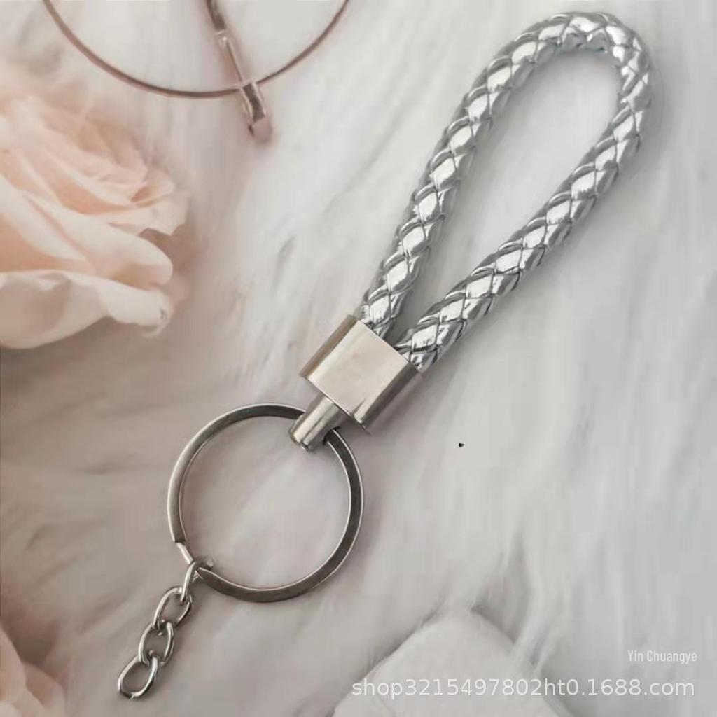 Gevlochten Lederen Touw Sleutelhanger met Poppenhanger - Modieus en Creatief Accessoire