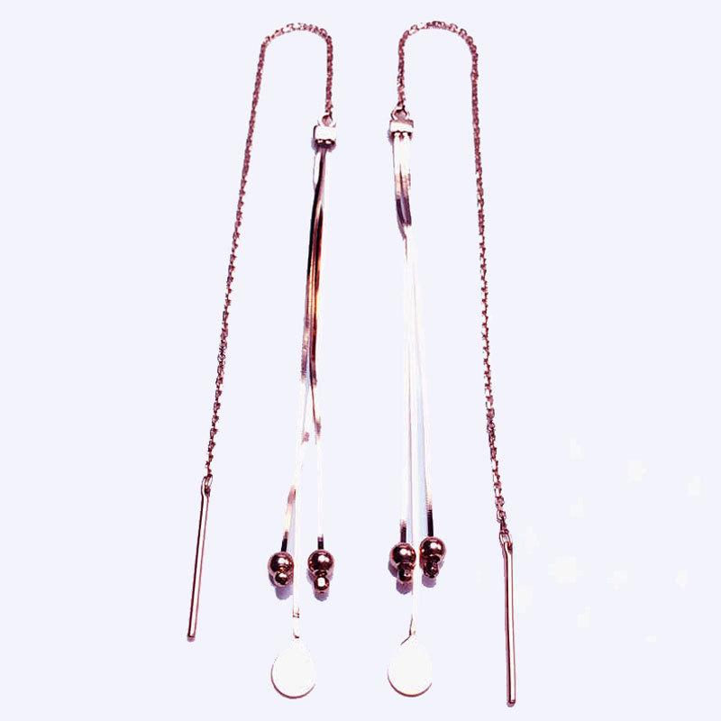Color Gold Purple Gold Snake Bone Ball Tassel Plated Rose Gold Earrings Exquisite Long Earrings
