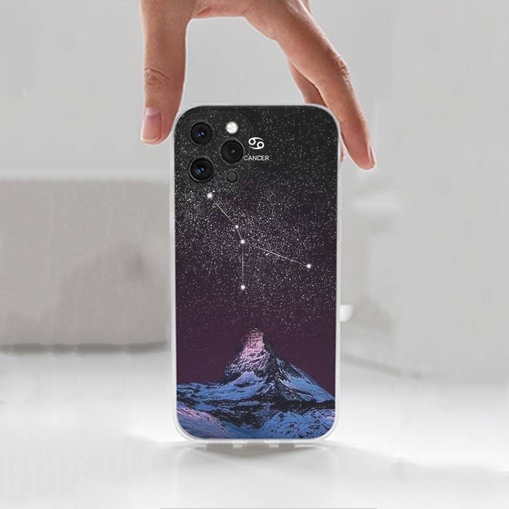 twelve Constellation Case For iPhone X,14,16,Mini,XS,SE,12,15,Pro,17,Plus,11,Max,13,XR,Transparent Soft Cover