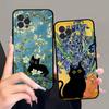 Funny Cats Van Gogh Phone Case For IPhone 16 17 Air 15 14 13 12 11 Pro Max 16E Plus Fundas