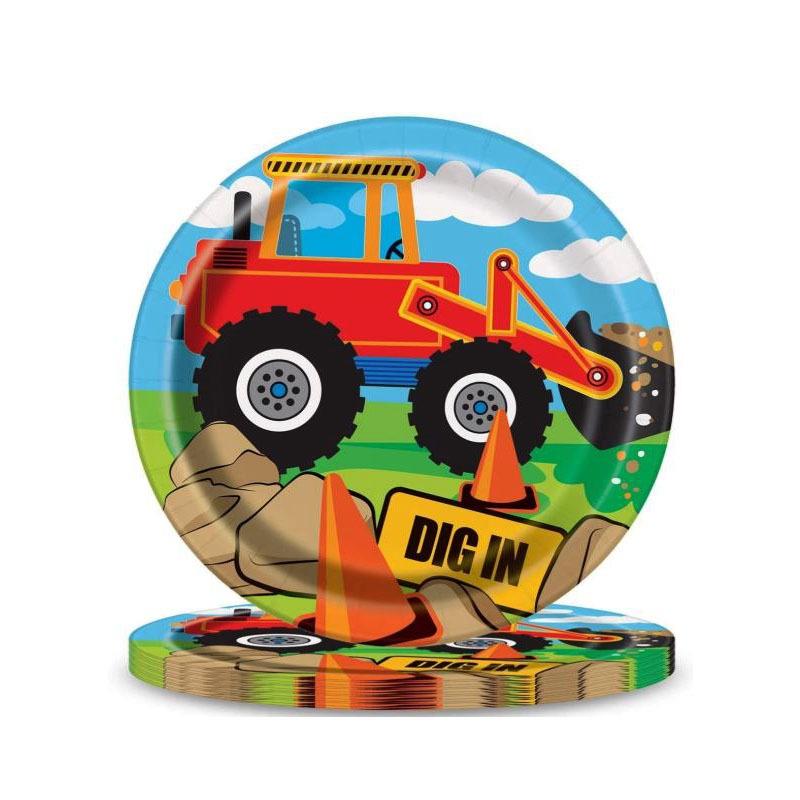 

Набор воздушных шаров из алюминиевой фольги для строительной техники, одноразовые бумажные стаканчики для вечеринки по случаю дня рождения, набор воздушных шаров, украшение 7 inch plate 10pcs