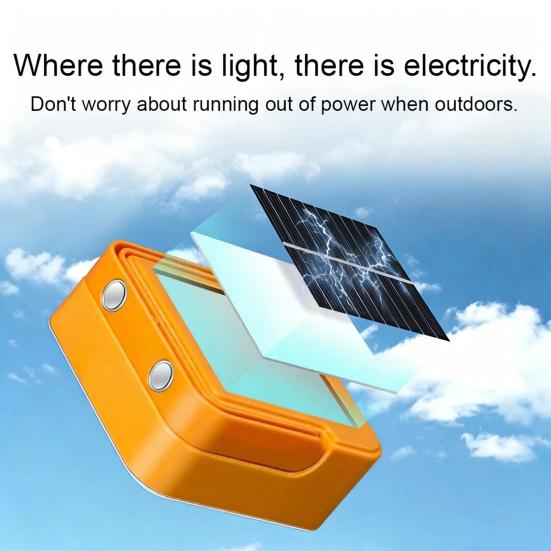 Mini Solar Camping Lamp with Stand, IP65 Waterproof Solar Type-C Rechargeable Work Light, Adjustable Outdoor Portable Emergency Light